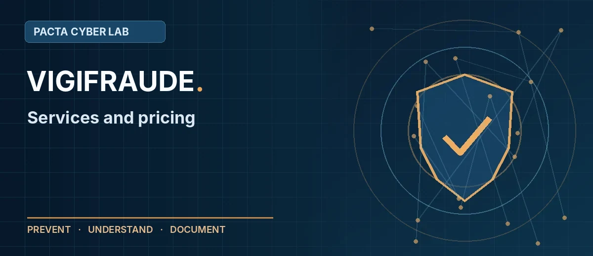 Vigifraude pricing: technical services quoted to scope